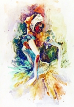 Swan Lake - water color, oil, cartoon