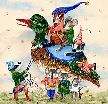 Duck - illustration: paper, watercolors, gouache