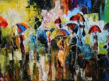 Evening Promenade - oil, canvas