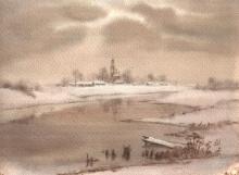 Warm Winter - paper, watercolors