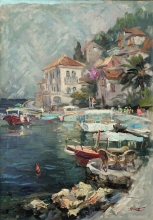 Pier In Perast - oil, canvas