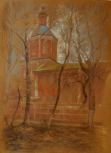 Streets Of Old Saransk - colored paper, mixed technique, pencil, pencils, pastel