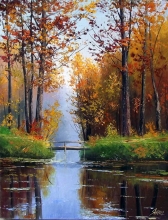 The Morning At The Creek - oil, canvas