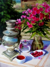 Still Life With Samovar - oil, canvas, dammar varnish