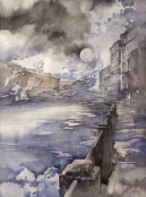 Dream. Painful - watercolor, ink, paper