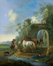 Imitation Of A Painting "Water Drinking" - oil, canvas