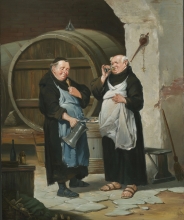 Inspired By The Painting "Three Monks At Vespers Meal" - oil, canvas