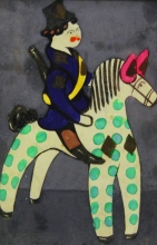 Hunter On The Horse - gouache, paper
