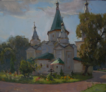 Holy Trinity Temple In Golenishchi Moscow - oil, canvas