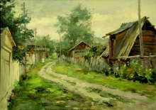 In The Village - oil, canvas