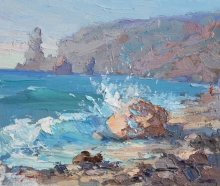 Wave - oil, canvas on cardboard