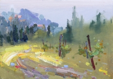 Road Through The Vinery - oil, canvas on cardboard