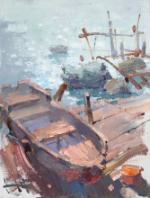 Boat - oil, canvas on cardboard