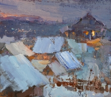 Cold February - oil, canvas on cardboard