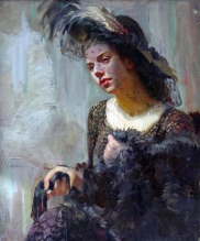 Dame In A Hat - oil, canvas