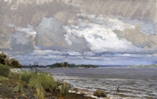 By The Volga Before The Rain - oil, cardboard