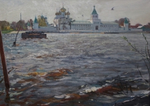 Spring Day At The River Of Kostromka - oil, canvas