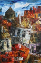 Cityscape - oil, canvas