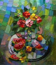 Watermelon. Dacha Still Life - oil, canvas