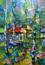 Early Morning. Dacha - oil, canvas