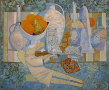 Blue Still Life - oil, canvas